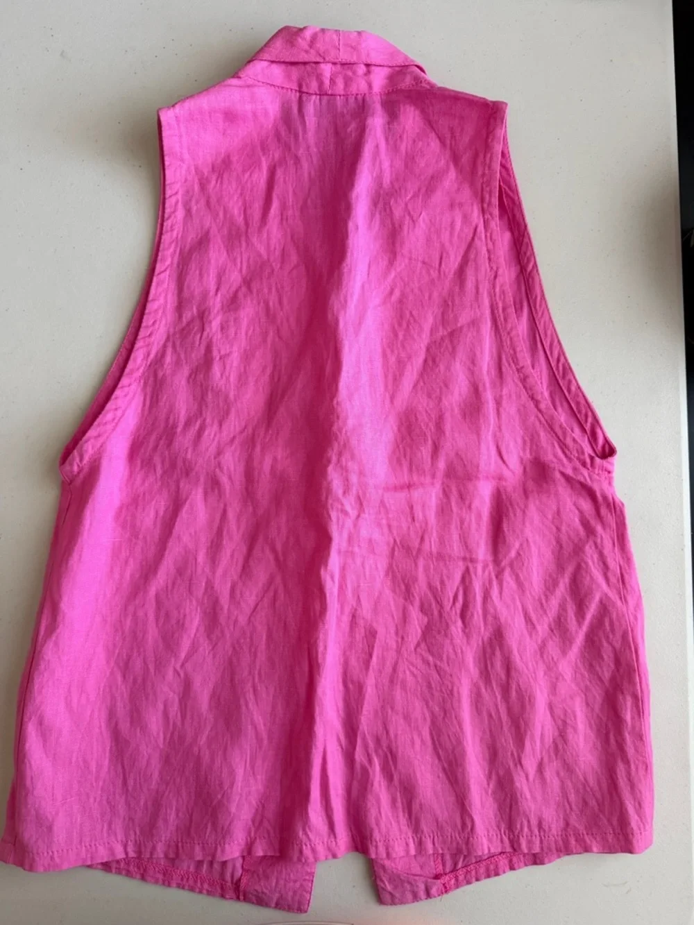 🩷🎀GENE EWING Neiman Marcus Magenta Linen Blouse Shirt - Picture 2 of 5